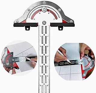 Upgraded 20" Woodworker Edge Ruler 0-70°Adjustable Protractor Angle Finder Two Arm Carpentry Ruler Measure Layout Tool [P/N: ET-TOOL041A-20-RAW] (Woodworker Edge Ruler 18in)