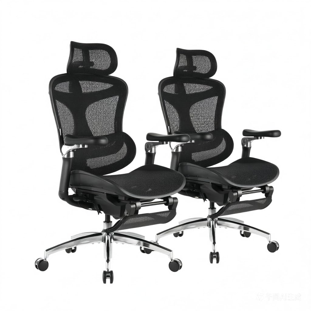 SIHOO Doro C300 Pro Ergonomic Office Chair with Footrest, Ultra-Soft 6D Armrests, Dynamic Lumbar Support, Seat Depth Adjustment and Adjustable Backrest, Big and Tall Desk Chair 2 Packs (Black)