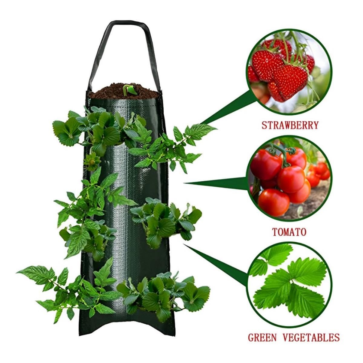 Bolsas De Cultivo Colgantes Para Fresas - Pack De 2, Con 8 Agujeros, Transpirables, Para Balcón O Jardín