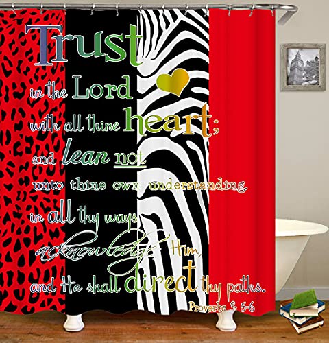 Jayden Madge 4Pcs/Set Inspirational Quotes Shower Curtain, Red Black Zebra Leopard Print Wild Animal Skin Modern Bathroom Decor, Waterproof Fabric Shower Curtain, Non-Slip Bath Mat Bath Rugs, Cheetah #TOP2