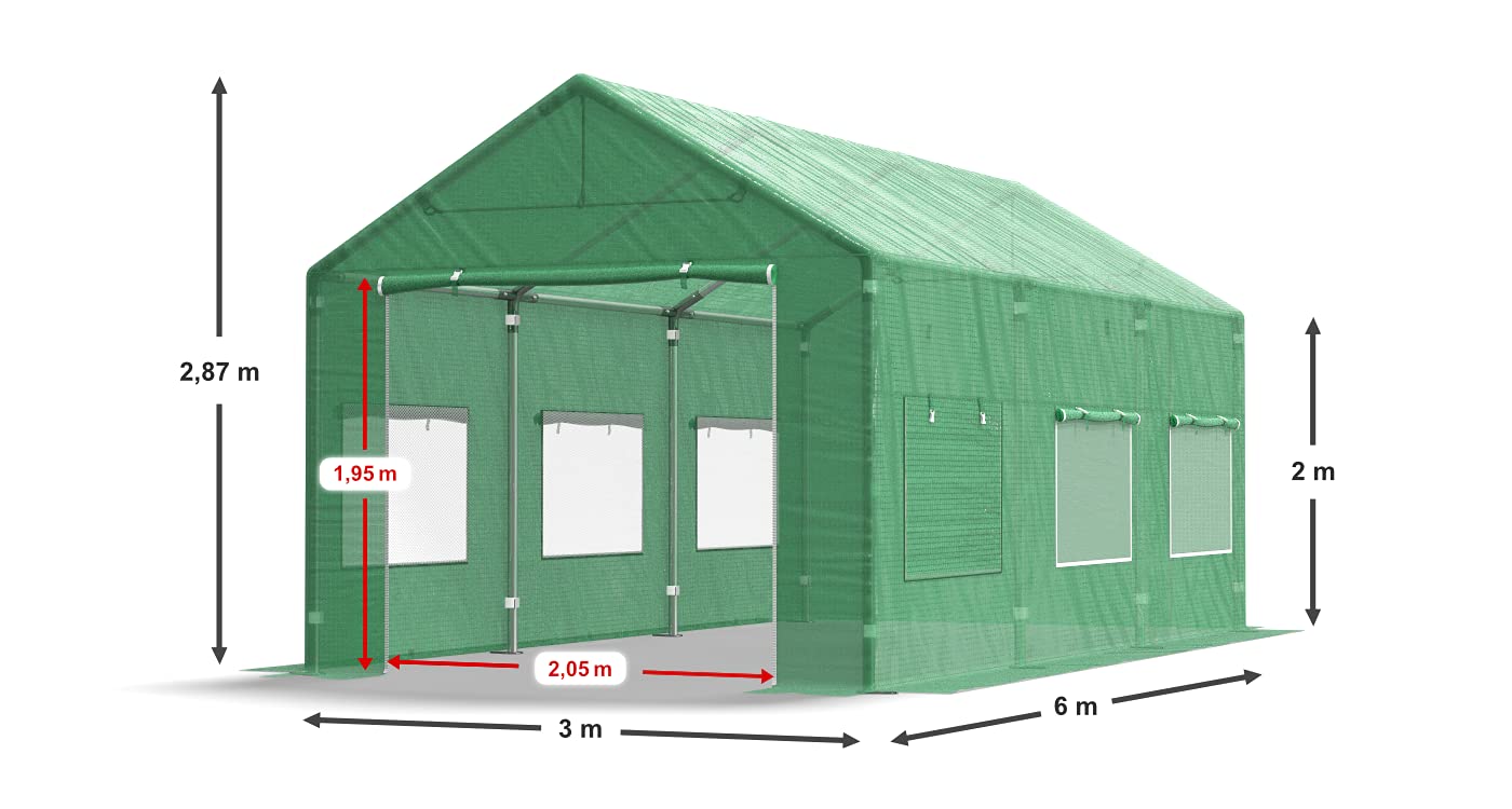 Szklarnia foliowa, 3 x 6 m, bez konstrukcji, namiot ogrodowy, zielony, tunel tolitowy, szklarnia ogrodowa
