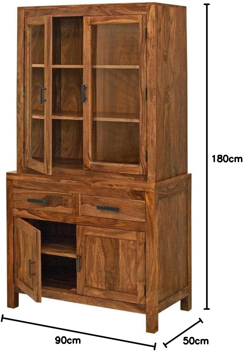 Trinayan Handicrafts Solid Sheesham Wood Crockery Cabinet (Design 5) Brown