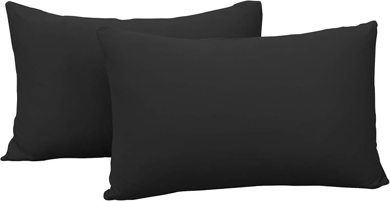 N&Y HOME 2-Pack Stretch Pillow Cases, Queen or Standard Size, Black | Jersey Knit, Ultra Soft, Envelope Closure, T-Shirt Like Microfiber Blend