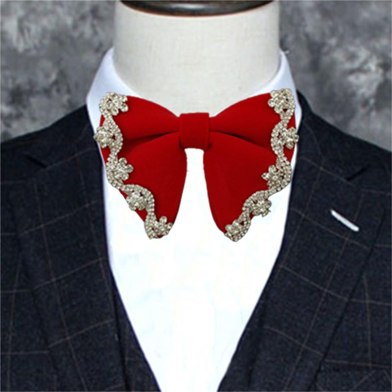 Papillon Uomo Papillon in velluto con strass retrò