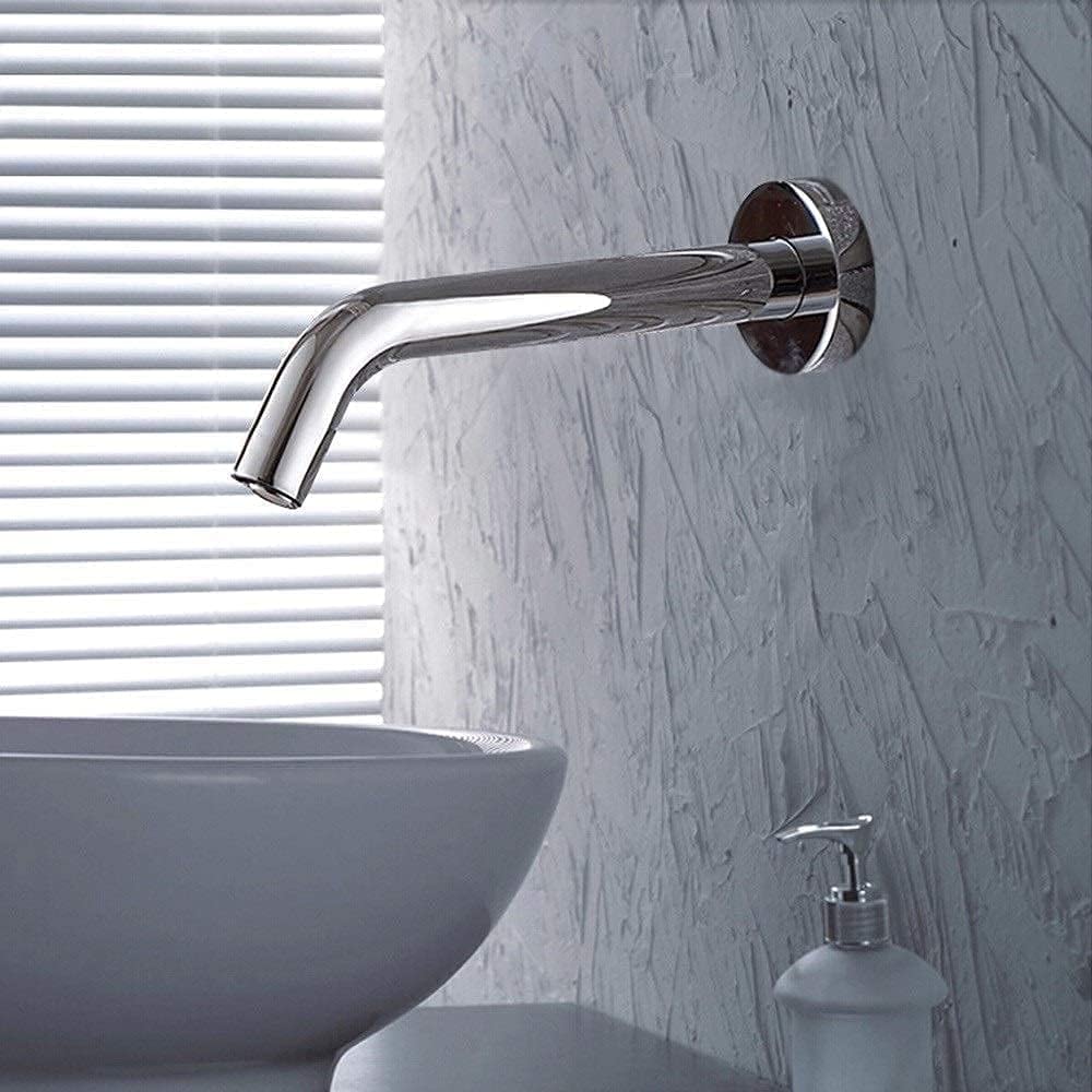 Miscelatore a infrarossi creativo con sensore a parete, monocomando, in acciaio inossidabile cromato lucido, for lavabo, bagno, induzione
