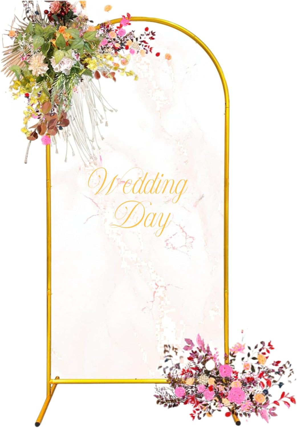 DDMY Arch Backdrop Stand, Gold Metal Balloon Arch Stand 6FT for Wedding Ceremony Birthday Party Baby Shower Graduation Ceremony Photo Backdrop Other Occasions Decoration