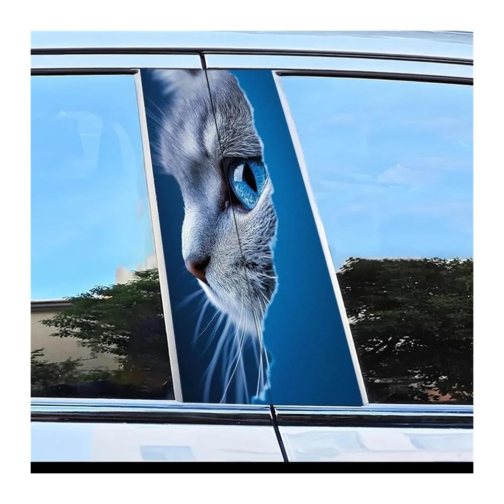 Car Parts 2Pcs Car Center Pillar Sticker Cat Face Scratch-Proof Personalized Film
