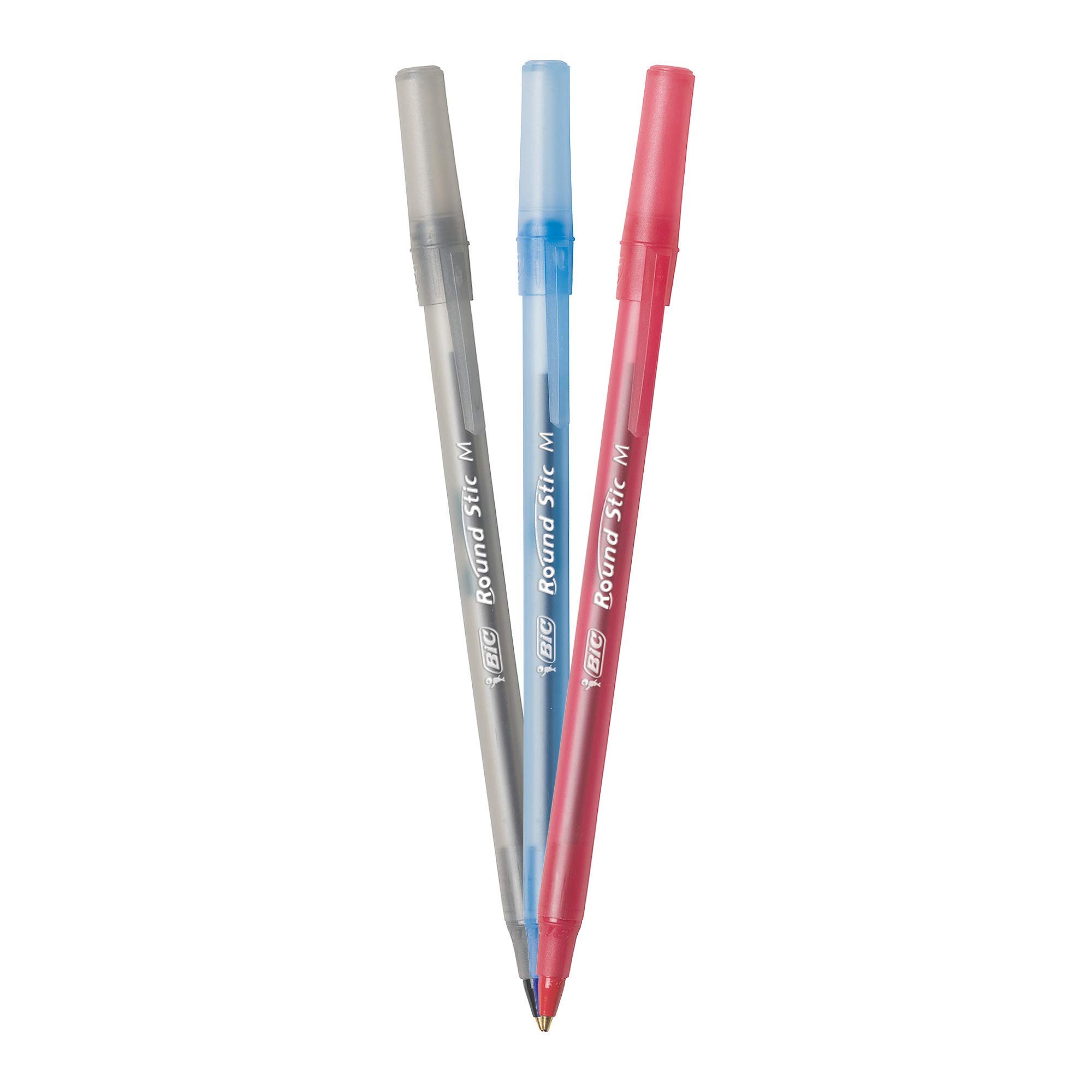 BIC Round Stic Xtra Life Ball Pen, Medium Point (Black, Blue & Red, 60 Count