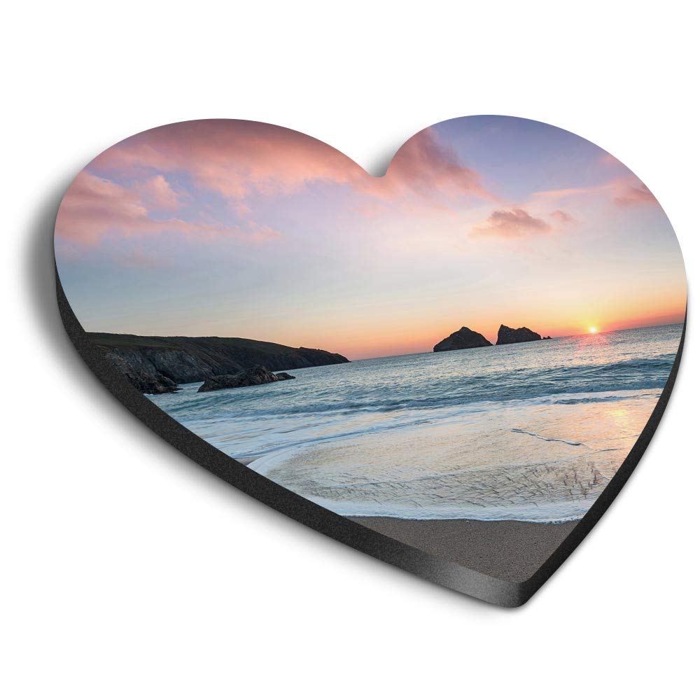 Destination Vinyl Ltd Multicolor 1 X Heart Mdf Magnets - Holywell Bay Newquay Cornwall Uk 21692
