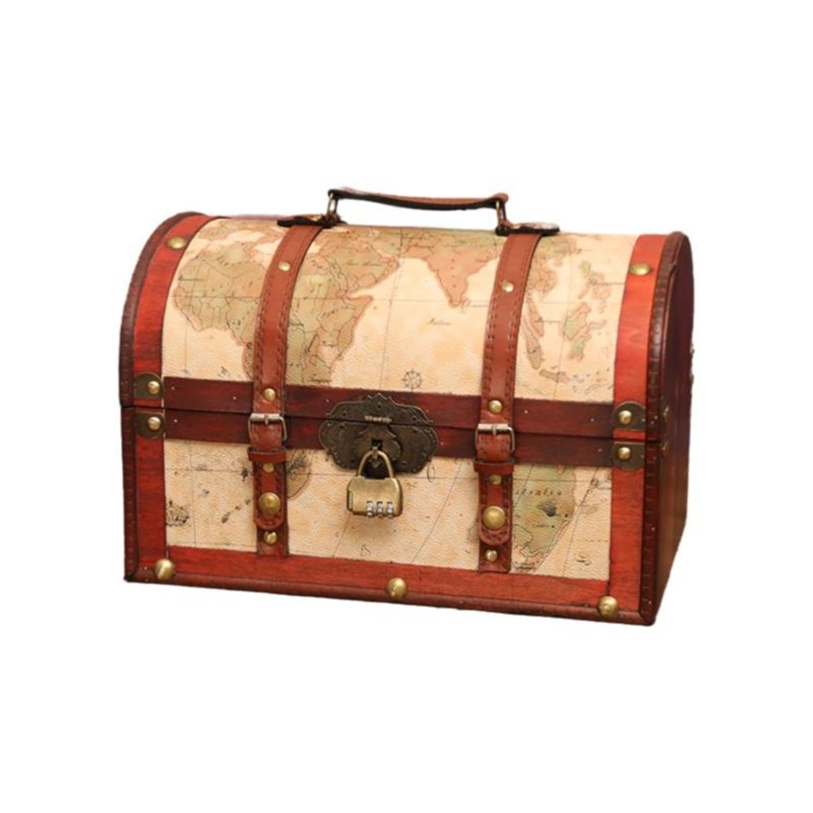 Vintage Wooden Storage Box with Lock, Large Organizer Chest for Toys, Keepsakes, Home Decor 35x24x23cm Navigation-image-9