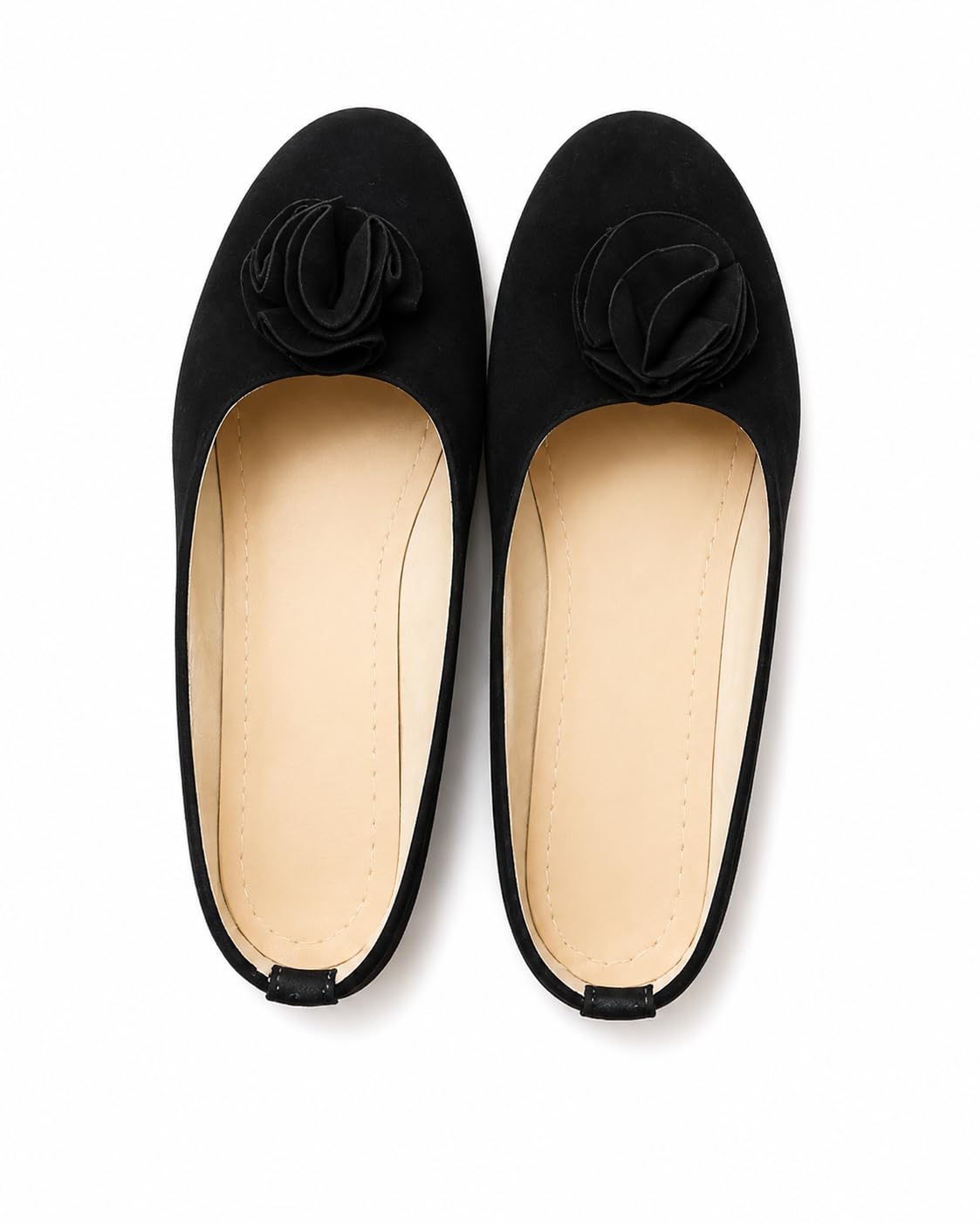 Women’s Black Floral Ballet Flats | Comfortable Slip-On Casual Bellies | Soft Cushioned Shoes for Girls & Women-image-49