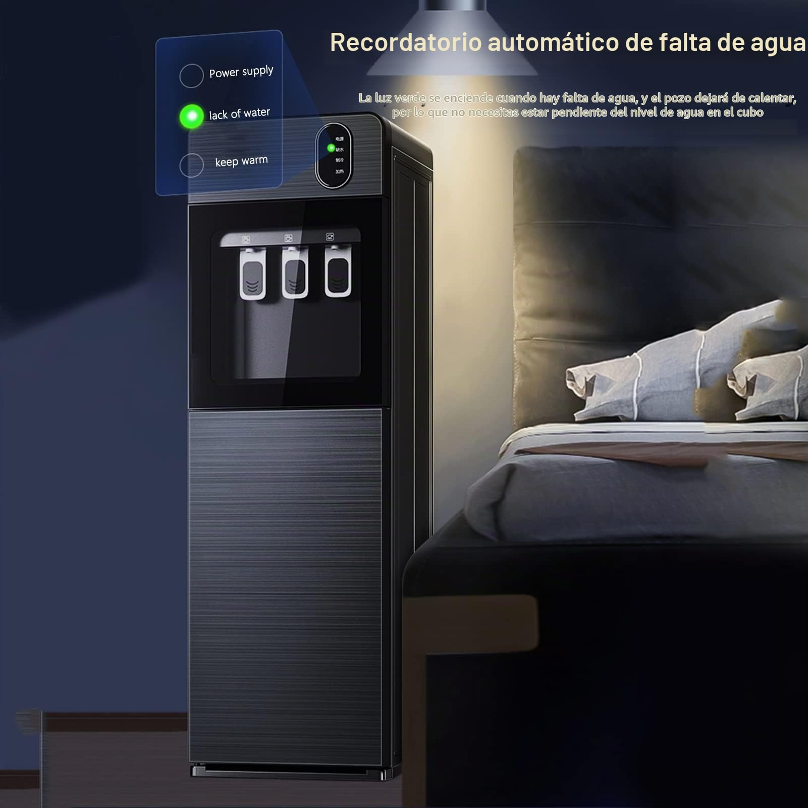 Enfriador De Agua Vertical, De Carga Inferior con Dispensador De Agua Caliente/fría/Tibia para El Hogar Oficina Café Té Bar Dormitorio, Acero inoxidable