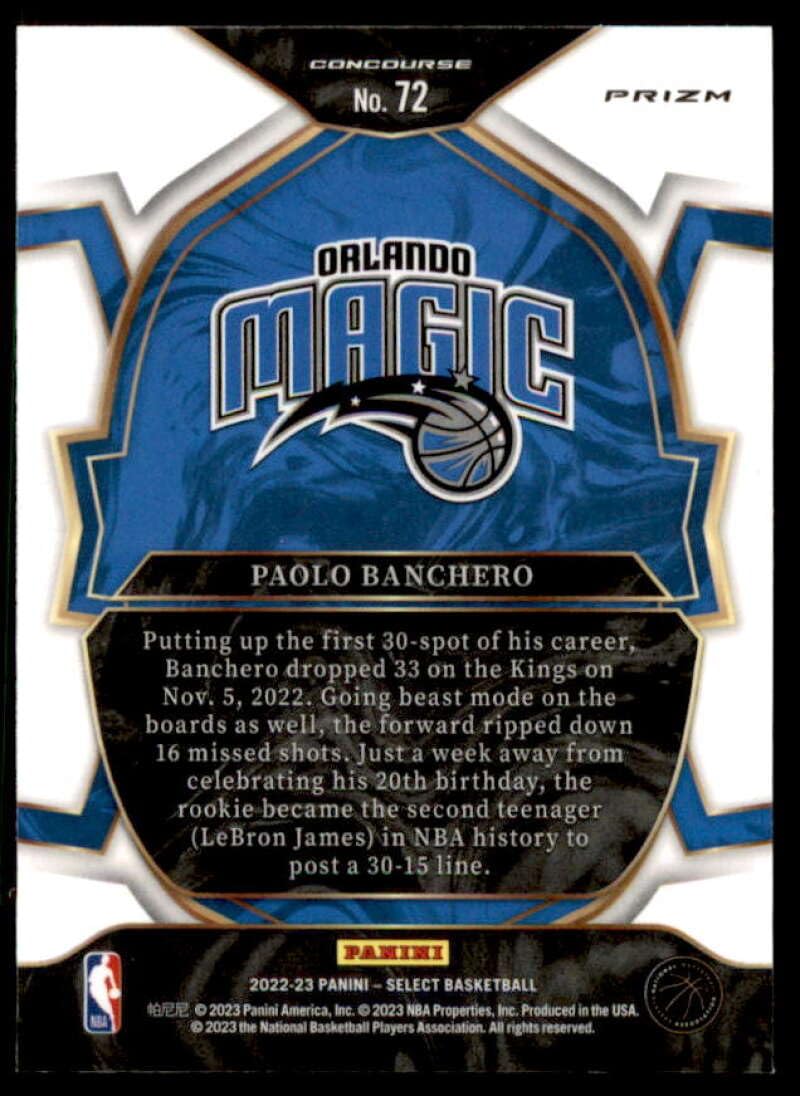 Amazon.com: Paolo Banchero Rookie Card 2022-23 Select Prizms