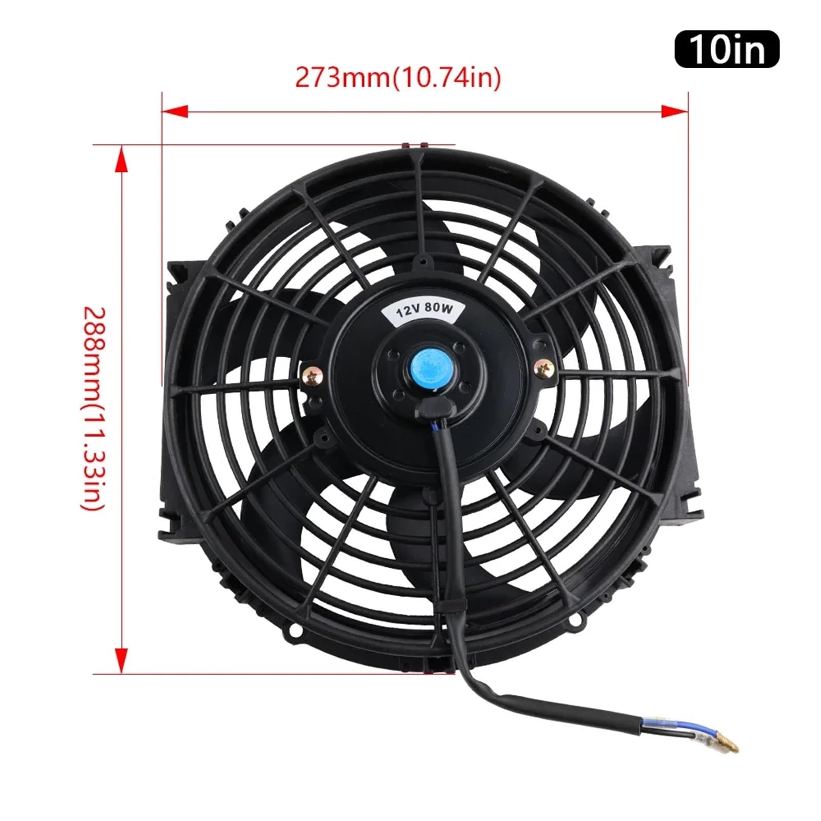 Vaschetta Radiatore Acqua con sensore Kit Di Raffreddamento Motore Con Ventola Sottile Per Radiatore Elettrico Push/pull Da 12 V E 80 W, 12''/10"/9"/7" Accessori Per Radiatori Per Auto(12 inch)