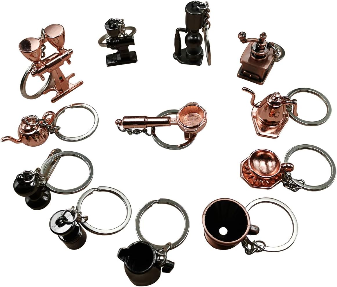 Coffee Series Charm Keychain Sets Miniature Novelty Keyring Barista Gift for Coffee Lover
