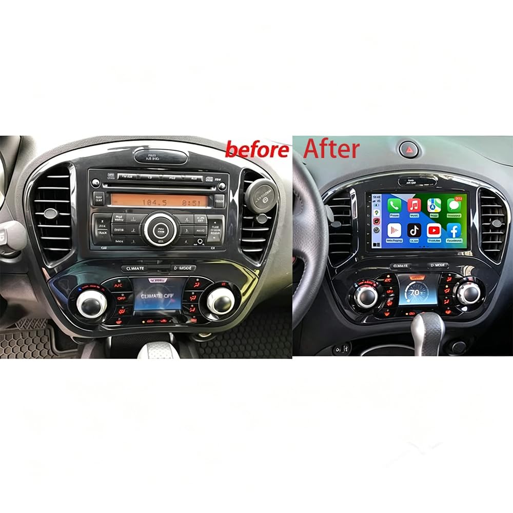 Radio samochodowe 7" z systemem Android 14 z podwójnym DIN do Nissan Juke 2010-2014 z bezprzewodowym Carplay, Android Auto Touch Screen Android Car Radio GPS, nawigacja Bluetooth, FM RDS, kamera