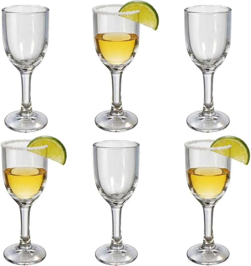 Mini Cordial Glasses Set of 6 Clear 1oz Tasting Drink Serving Cups