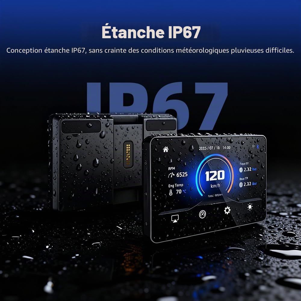 Écran de Moto 6,2" pour BMW R1200GS R1250GS F800 F900 S1000XR, CarPlay sans Fil et Android Auto, Compatible WonderWheel et Lecteur de Données du Véhicule, IP67