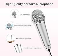 Vista 5 de Mini micrófono de karaoke USB C para teléfono Android, laptop, tabletas, pequeño micrófono ASMR para grabación de video de voz, canto, vlogging