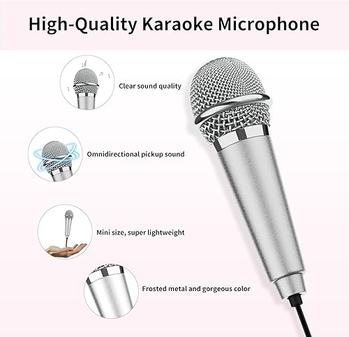 Miniatura 5 de Mini micrófono de karaoke USB C para teléfono Android, laptop, tabletas, pequeño micrófono ASMR para grabación de video de voz, canto, vlogging,
