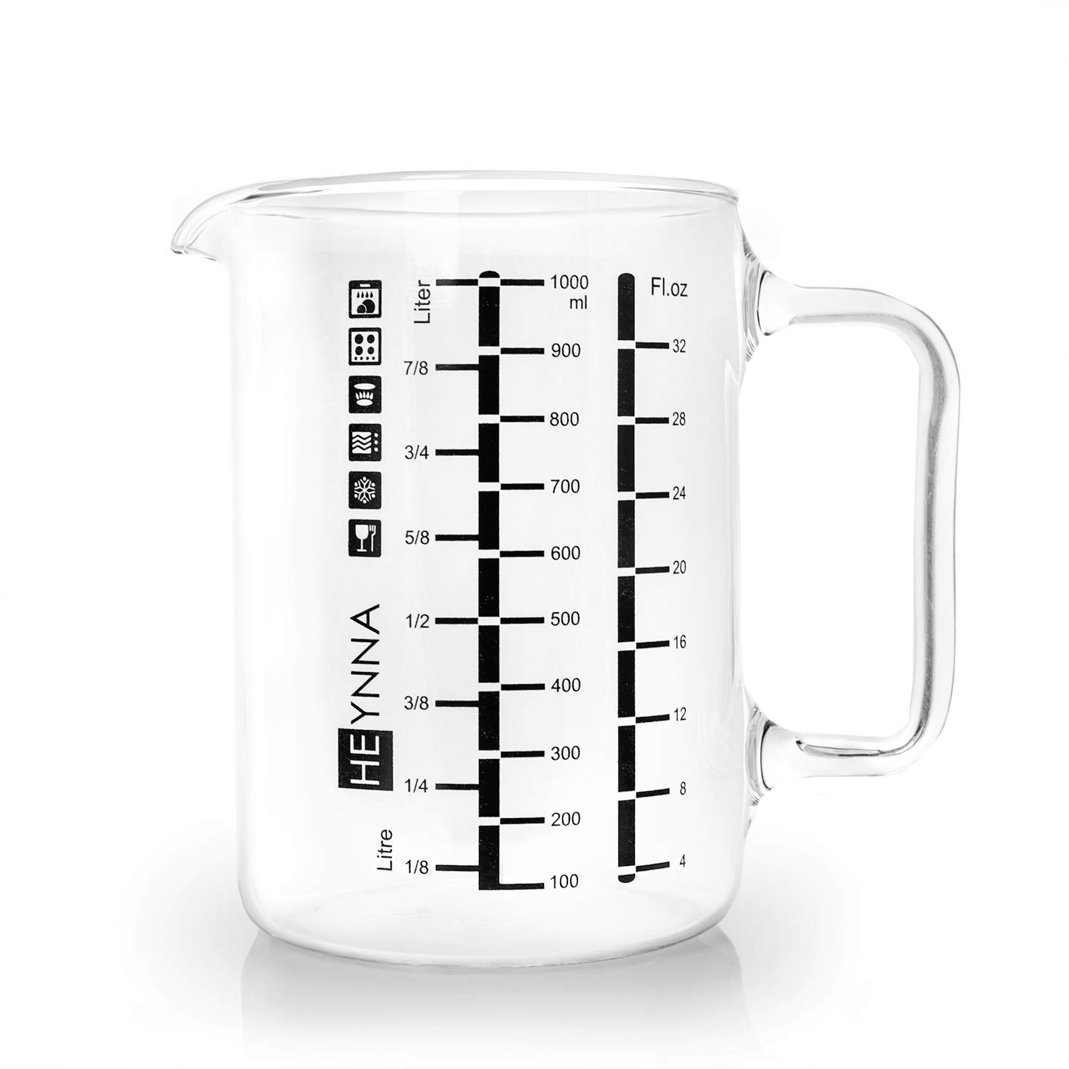 Buy HEYNNA® Glass Measuring Beaker 1L / HeatResistant & MicrowaveSafe