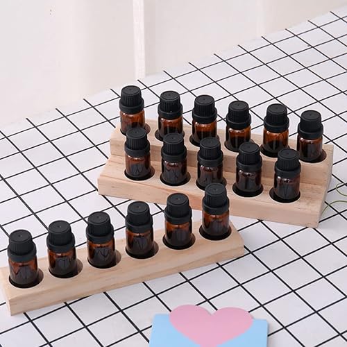 Miniatura 2 de Cabilock Caja de almacenamiento de aceite esencial de madera, soporte organizador de escritorio, estante de exhibición de madera maciza para aceites