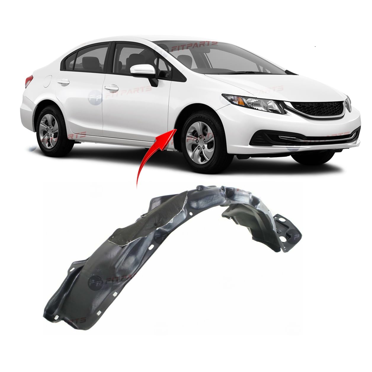 Splash Shield For 2006-2011 Honda Civic Front LH & RH Coupe 2-Dr W/ 6 Speed MT E - Foto 2