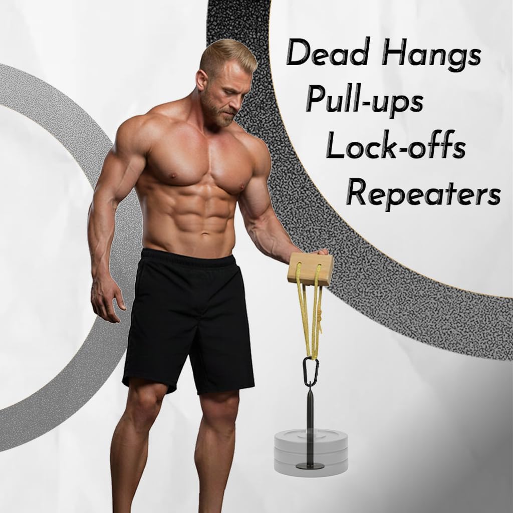 Portable Beech Wood Fingerboard Climbing Hangboard Set – Dual-Pocket Grip Blocks for Finger & Forearm Strength Training – Adjustable Rope and Metal Clips Included