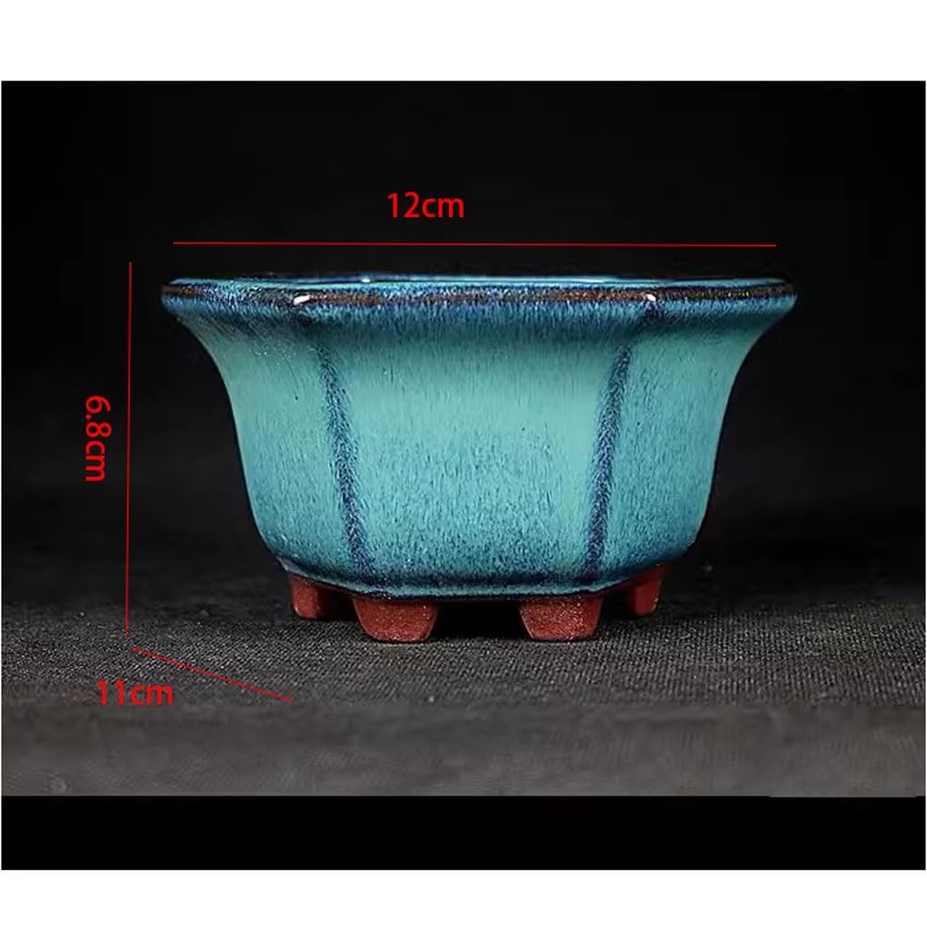 Doniczki na rośliny wewnętrzne doniczki ceramiczne kolorowe glazury doniczki na sukulenty doniczki miniaturowe doniczki bonsai fioletowe gliniane doniczki sześciokątne zielone doniczki