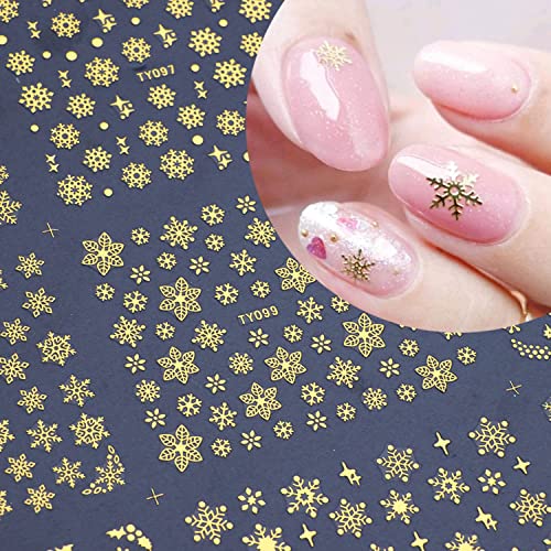Christmas Nail Art Sticker Decals 3D Snowflake Designer Exquisite Golden Silver White Nail Art Supplies Snowflakes Luxurious Winter New Year Nails Decoration Design Diy Acrylic Nail Art,1 Large Sheets #TOP1