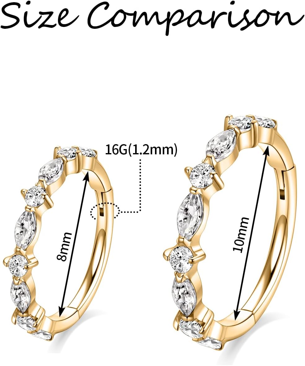 FUNLMO 316L Surgical Steel Nose Ring Septum Ring Cube Zircon Cartilage Earring Conch Tragus Helix Rook Daith Piercing Jewelry - Image 3