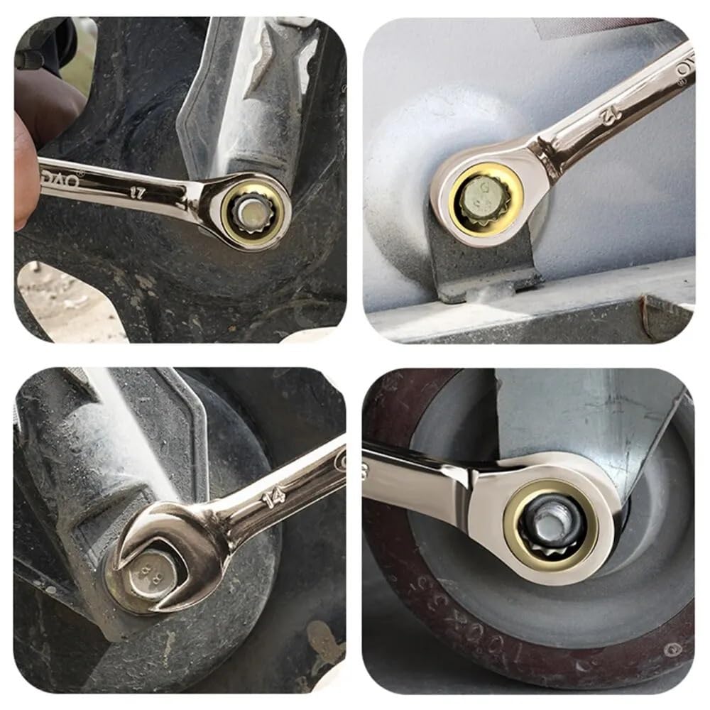 Llaves Fijas con Carraca Llave Inglesa de trinquete Dorada Flexible, Llaves dinamométricas universales for Herramientas de reparación de automóviles, 1 ud. Llave Carraca(32MM)