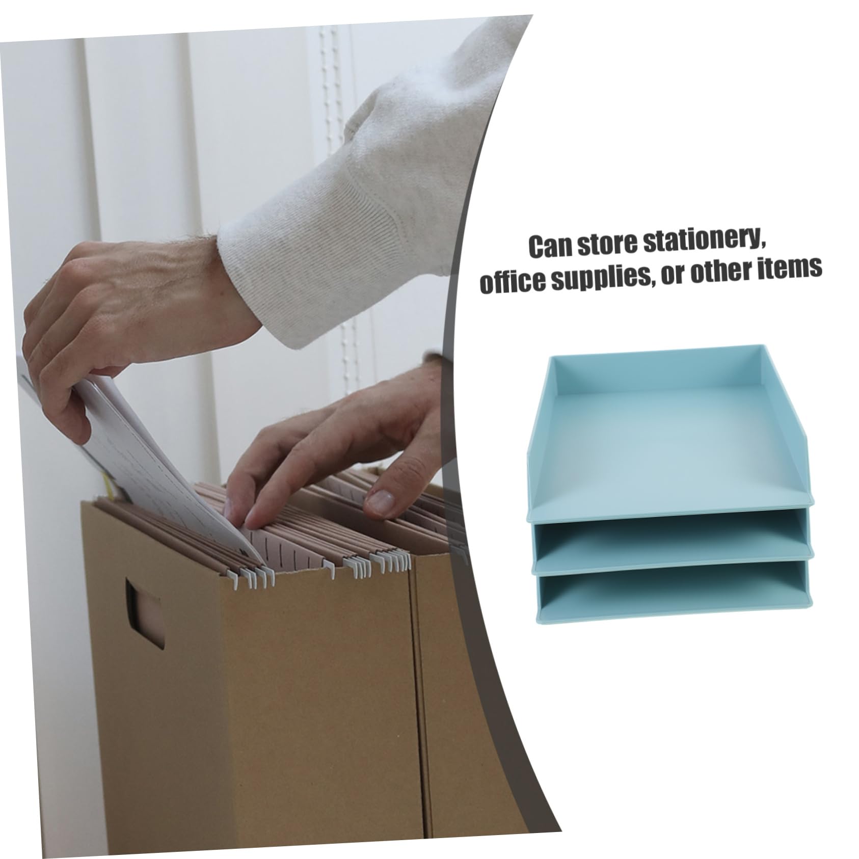 Tofficu Caja de Almacenamiento de Archivos Decoracion Colegio A4 Apilable | Abs Verde, Gran Capacidad y Diseño Ligero, Uso en Oficina y Dormitorio, Paquete de 3 Piezas