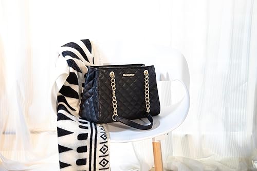 Miniatura 2 de Montana West MEDIUM Tote Bag for Women Quilted Chain Handbags Shoulder Purse 040negro,beige (040Beige),marrón (040Brown),040dorado,040Bronceado,A