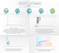 Vista 4 de Papel tapiz de nube rosa para dormitorio, sala de estar, habitación de los niños, papel tapiz colorido arcoíris (no se pega ni se pega)