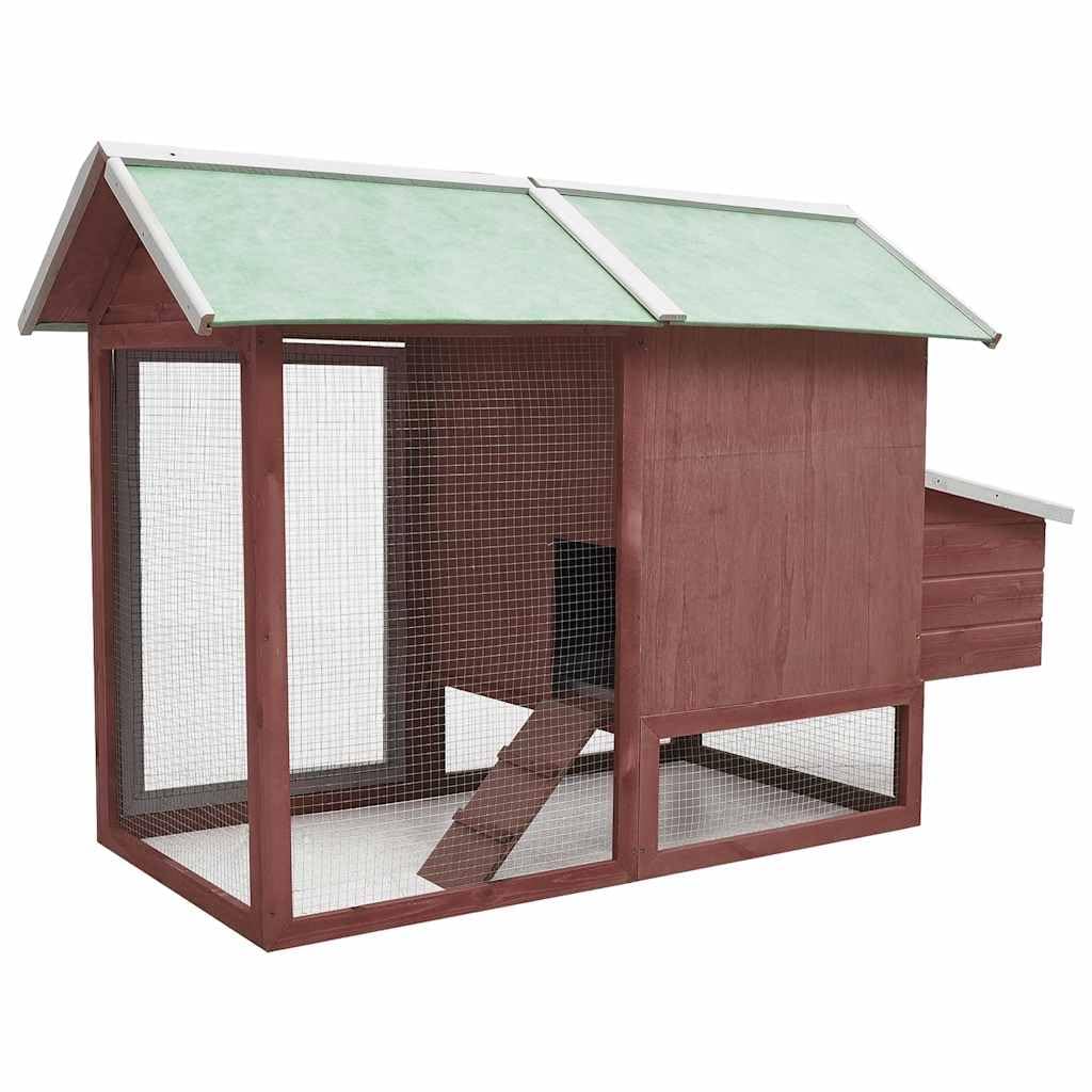 Gallinero de madera de 170 x 81 x 110 cm, jaula para gallinas, moca y verde, para animales pequeños, con nido extensible, rampa para gallineros, de pino y abeto