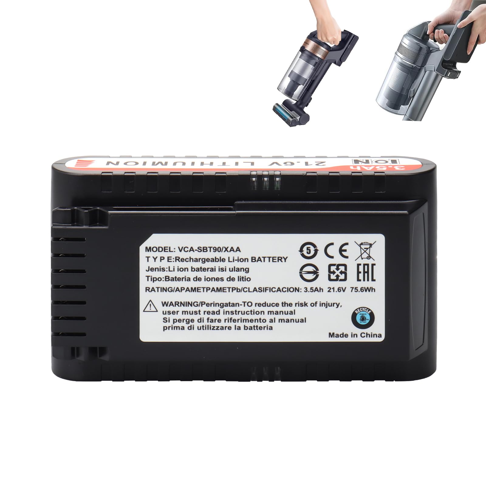 Batterie de Remplacement 21,6 V 3,5 Ah pour Samsung Jet 75, Jet 90 Series aspirateur Balai sans Fil, Batterie Li-ION Compatible avec Le modèle VCA-SBT90/XAA