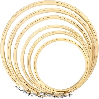 Caydo 6-Piece Wooden Embroidery Hoop Set - 4-10 Inch Circle Cross Stitch Rings for Crafts, DIY Decor & Gifts