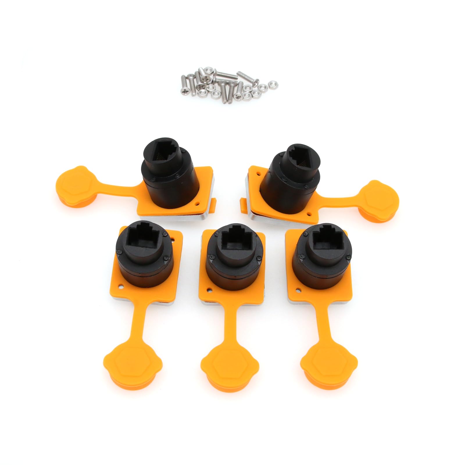 Cat5e RJ45 Panel Mount Ethernet Coupler IP65 Waterproof Connector Dust Cap