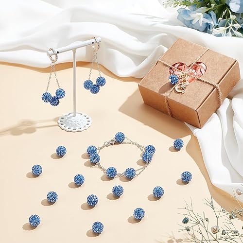 Miniatura 5 de Pandahall - Bolas de arcilla de 10 mm, tipo discoteca con 100 unidades, cuentas de polímero de arcilla con diamantes de imitación, creaciones