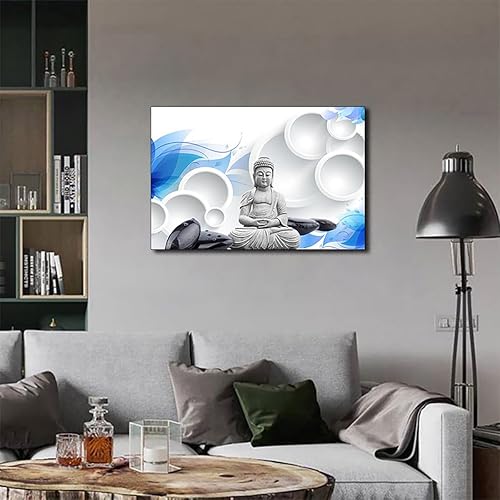 Miniatura 3 de Arte de pared de Buda para dormitorio, pinturas de religión zen, impresiones sobre lienzo de estatua de buda, flores relajantes, imágenes pacíficas,