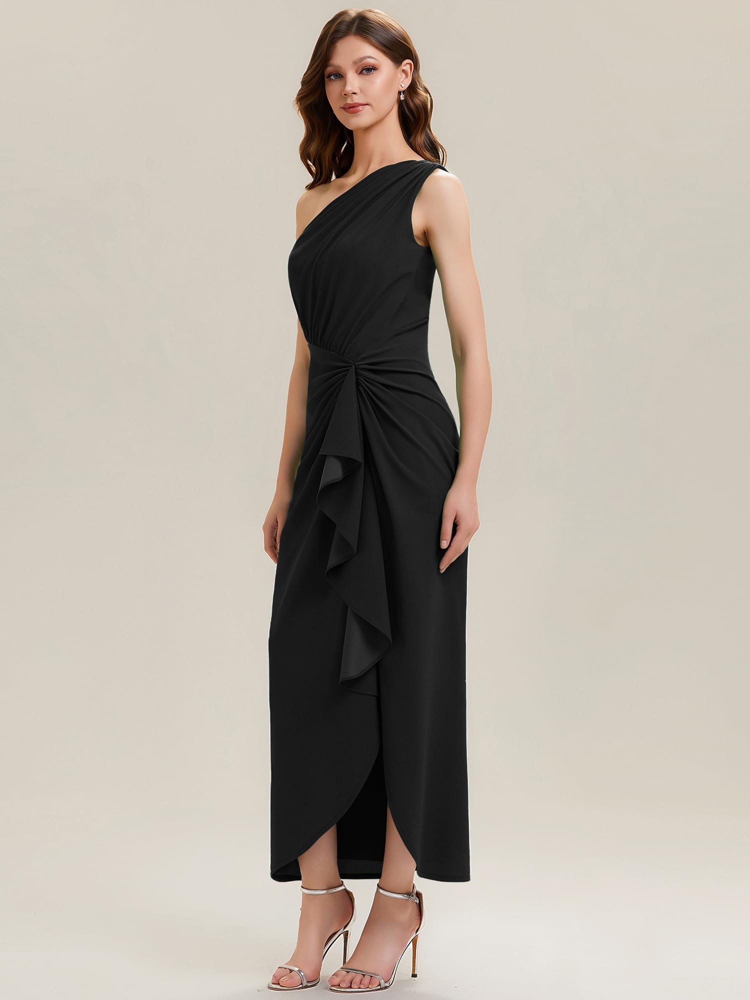 Ever-Pretty Robe de Soirée Chic Col Asymétrique sans Manche Tricot Maxi Robe Fourreau EE02669