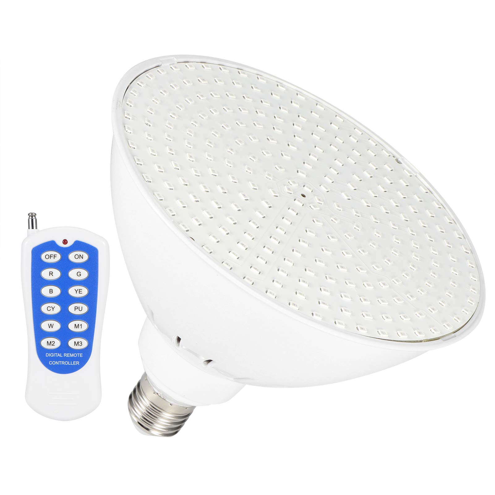 KENANLAN Bulbe RVB Light Light 25W E27 LED, Télécommande, IP68, AC 12V, Lampe Sous-marine avec Matériau en Aluminium PVC +, Sept Couleurs