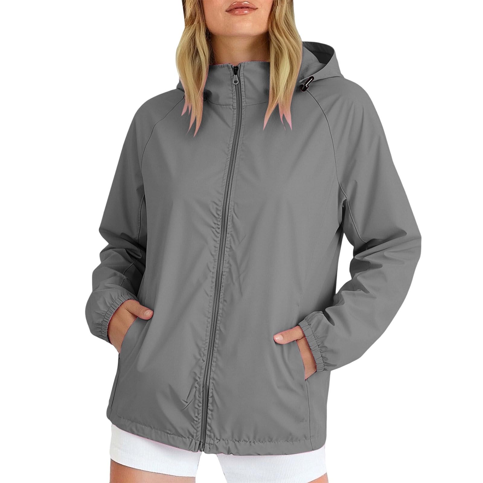 Chaqueta de lluvia para mujer con manga larga para protegerse del viento 7