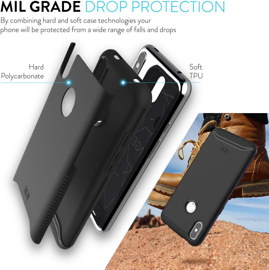 TUDIA BLU R2 Plus 2019-6.2” Case, Slim-Fit Heavy Duty [Merge] Extreme Protection/Rugged but Slim Dual Layer Case for BLU R2 Plus 2019-6.2” (Matte Black)