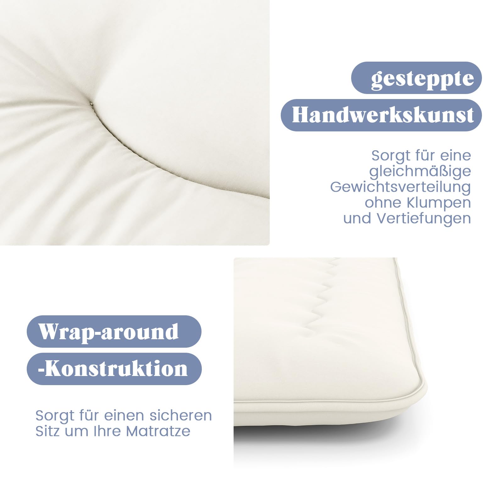COSTWAY Japoński materac futon, mata tatami, materac podłogowy, składany materac z nadającą się do prania pokrowcem, składana mata do spania z torbą do przenoszenia, 140 x 200 cm, beżowy