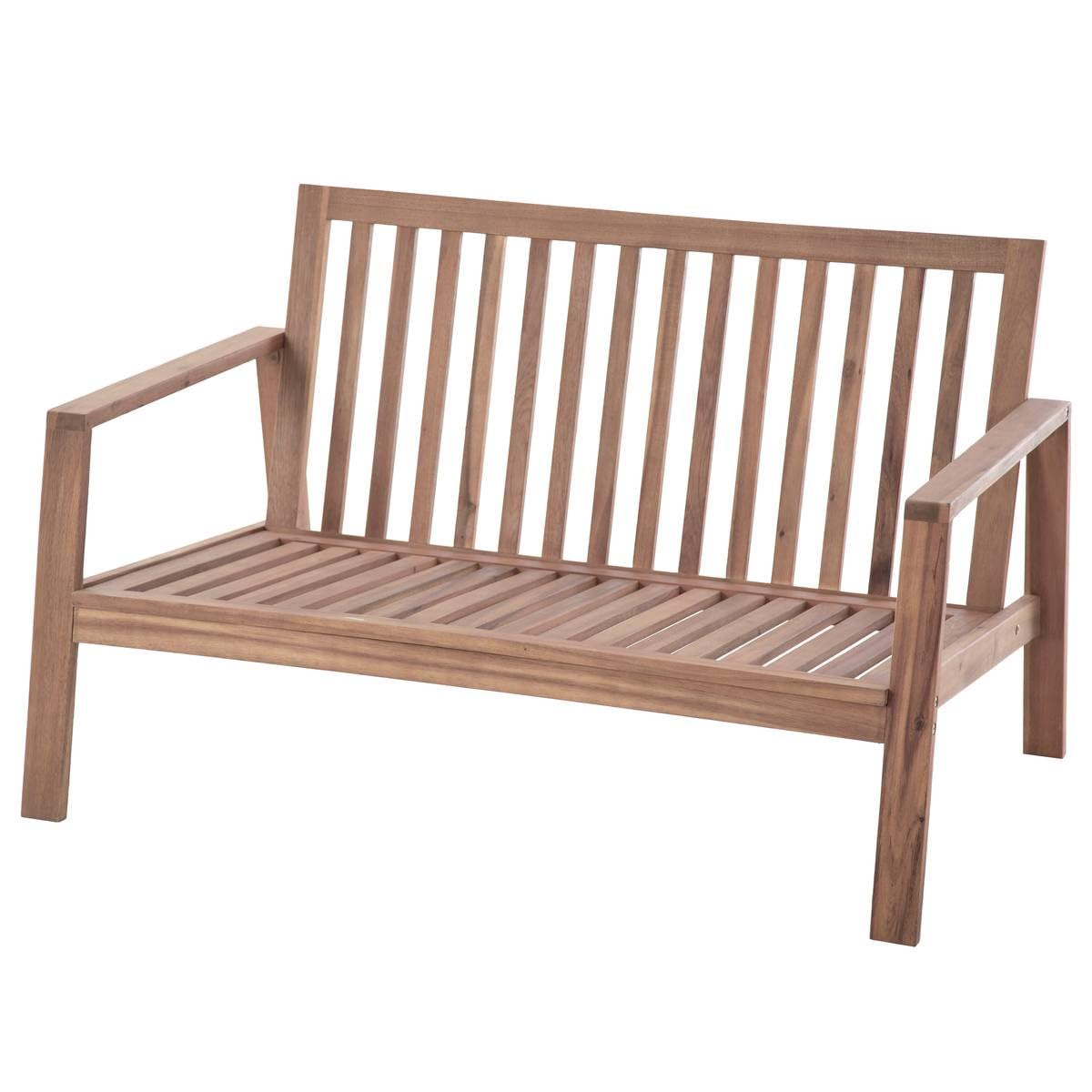 Hespéride - Salon de Jardin Tiwi Acacia et Carbone 4 Places Coussins Déhoussables, Déperlants 2 Fauteuils, 1 Canapé, 1 Table Basse pour Terasse, Beige