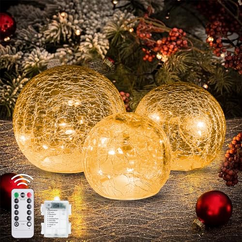 LED Glaskugel Lichterketten,LED Kugelleuchte 3er Set,Weihnachtsdeko...