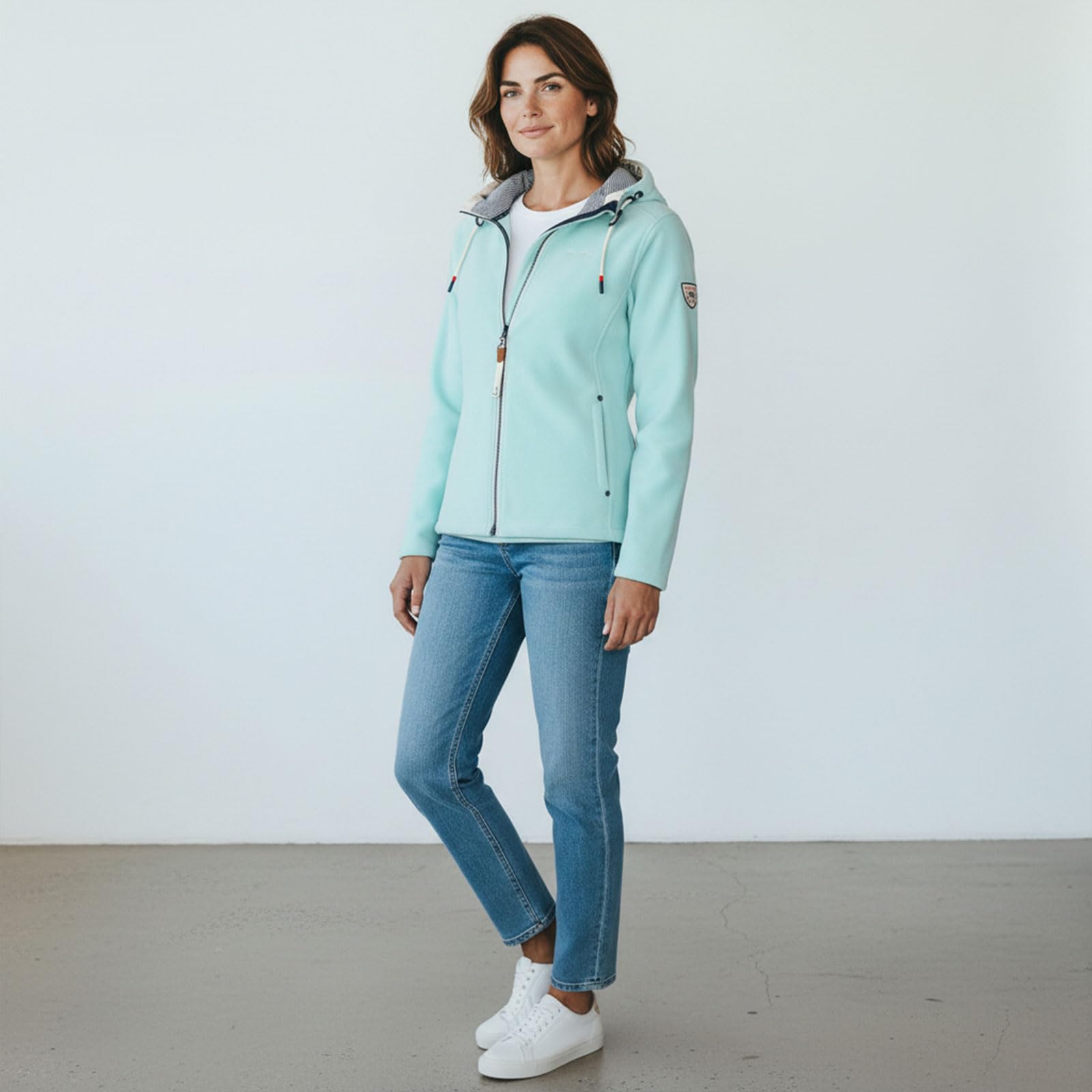Dry Fashion Damen Fleecejacke Norden - Kapuzenjacke Navy, Größe 36