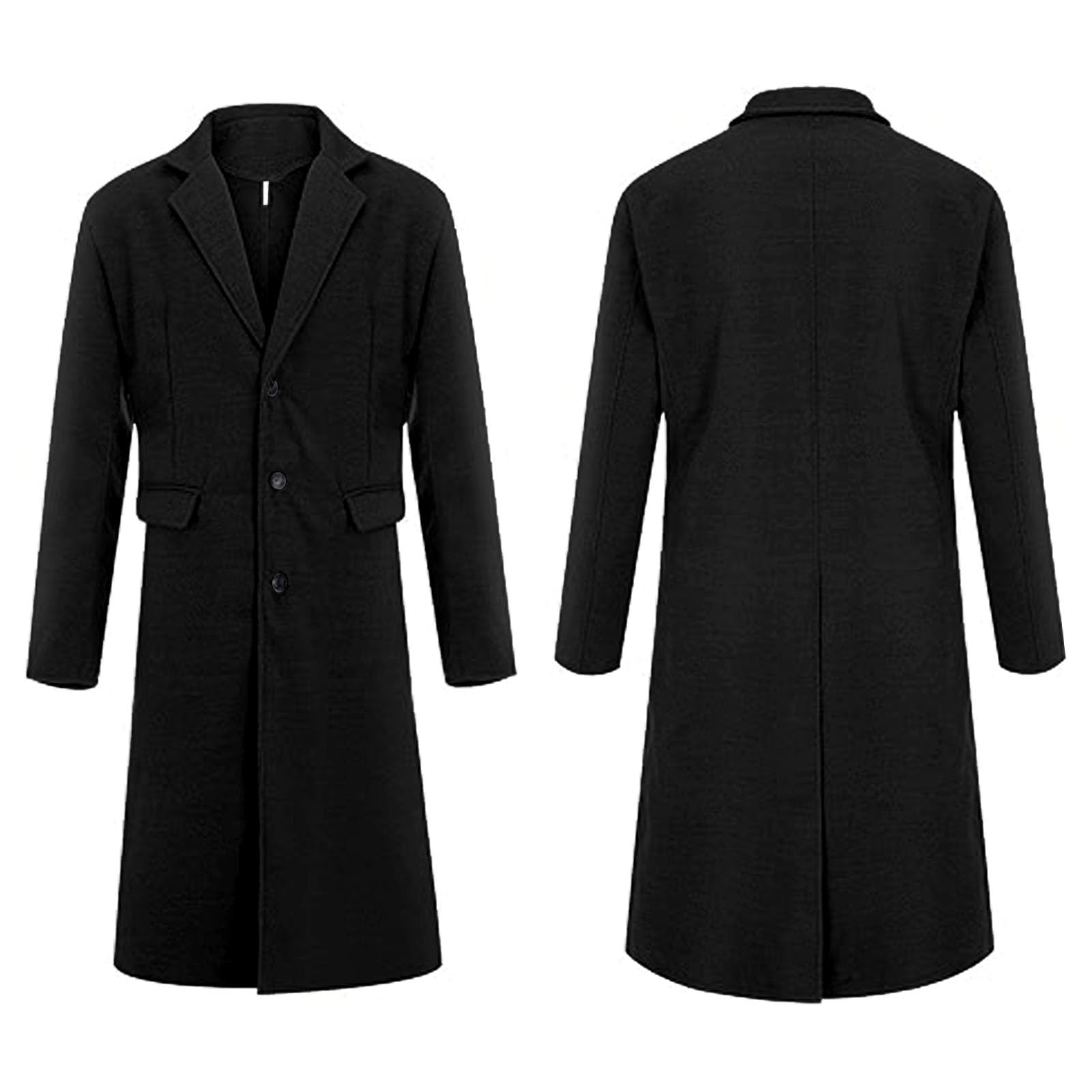 Trench da uomo casual elegante collo dentellato cappotto lungo per uomo slim fit lungo monopetto cappotto termico